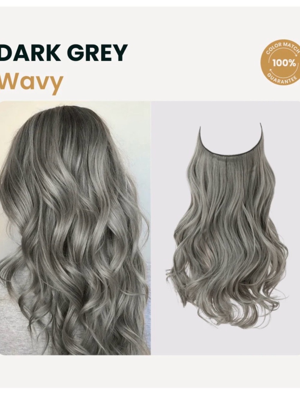 Dark Grey High Quality Halo Hair Extensions (2) - LIKE NEW & NEVER USED